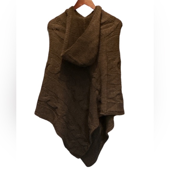 Cocogio women’s chocolate brown hoodie poncho - made in Italy - Picture 2 of 9